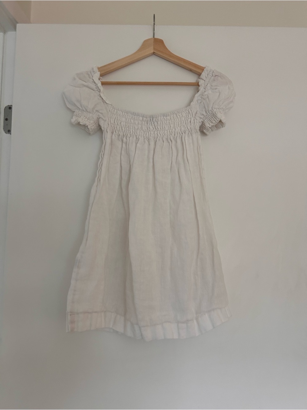 Faithfull the Brand 100% Linen White Puff Sleeve Dress | Size 4 - Picture 3 of 5
